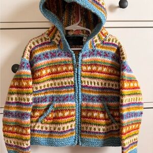 Handmade in Ecuador Wool Blend Kids Zip Up Sweater